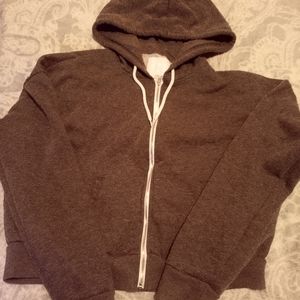 Cropped grey Zip skimmers hoodie. Size XL